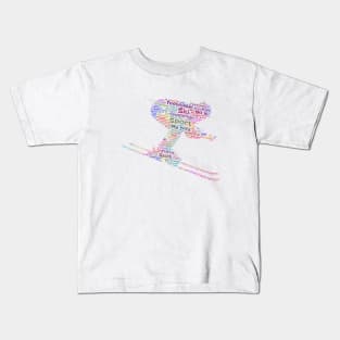 Skier Ski Silhouette Shape Text Word Cloud Kids T-Shirt